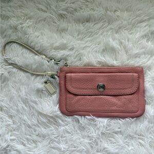 Coach leather wristlet pink